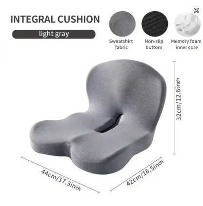 Memory Foam One-Piece Seat Cushion Backrest Office Chair Cushion Massage Lumbar Support Pain Relief Breathable Car Butt Pad