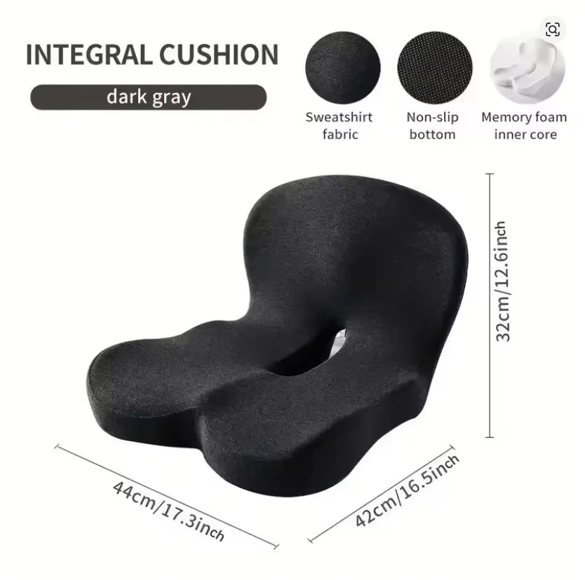 Memory Foam One-Piece Seat Cushion Backrest Office Chair Cushion Massage Lumbar Support Pain Relief Breathable Car Butt Pad