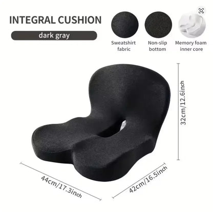 Memory Foam One-Piece Seat Cushion Backrest Office Chair Cushion Massage Lumbar Support Pain Relief Breathable Car Butt Pad